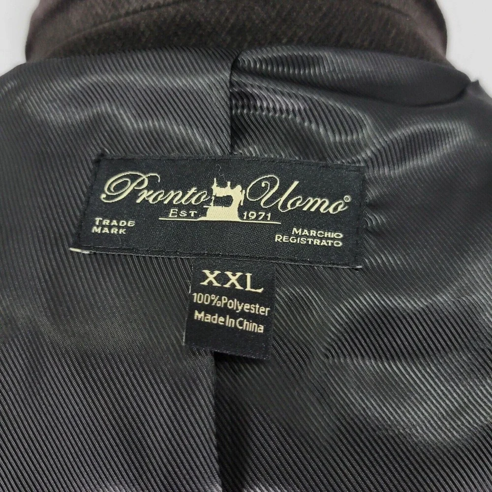 Pronto‎ Uomo Men's Sport Coat Blazer Two Button Brown Sued Polyester Size XXL